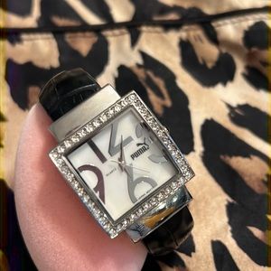 Vintage Puma black cuff bracelet watch